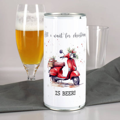 Weihnachts-Bier mit Ihrem Text & Santa's Scooter