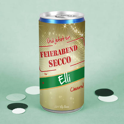 Feierabend-Secco mit Wunschname für die Freundin