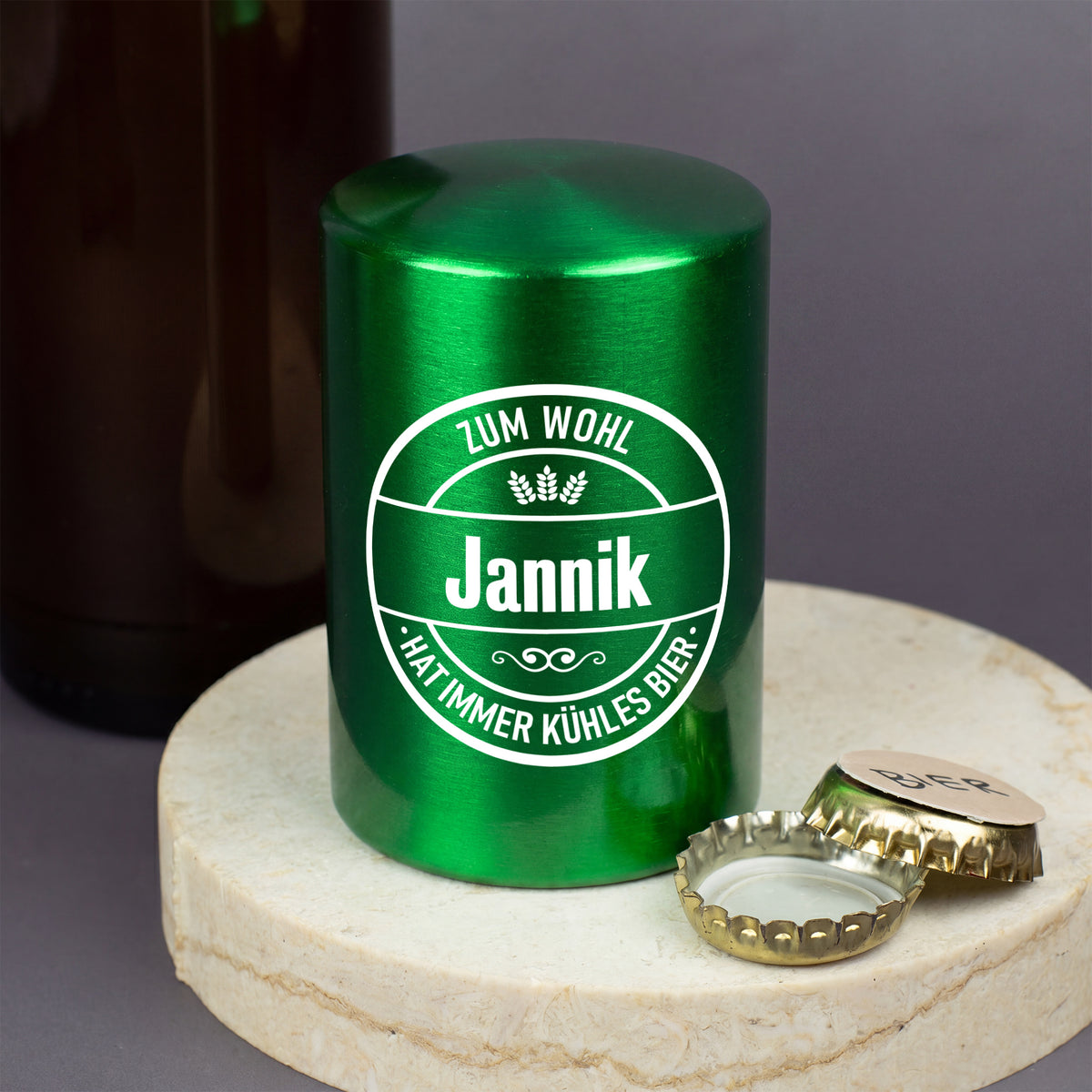 Personalisierter Push-Up Flaschenöffner mit Name & Biermotiv | Geschenk für Männer & Vatertag