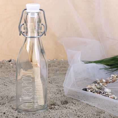 Kleine Glückspost aus der Flasche mit Gravur | Geschenkidee & Geldgeschenk für Lieblingsmenschen