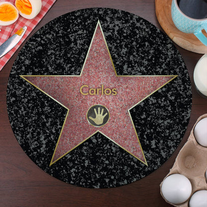 Glasbrettchen mit Walk of Fame Stern und Ihrem Wunschnamen bedruckt