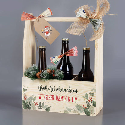 Flaschenträger für Weihnachtsgeschenke mit Personalisierung