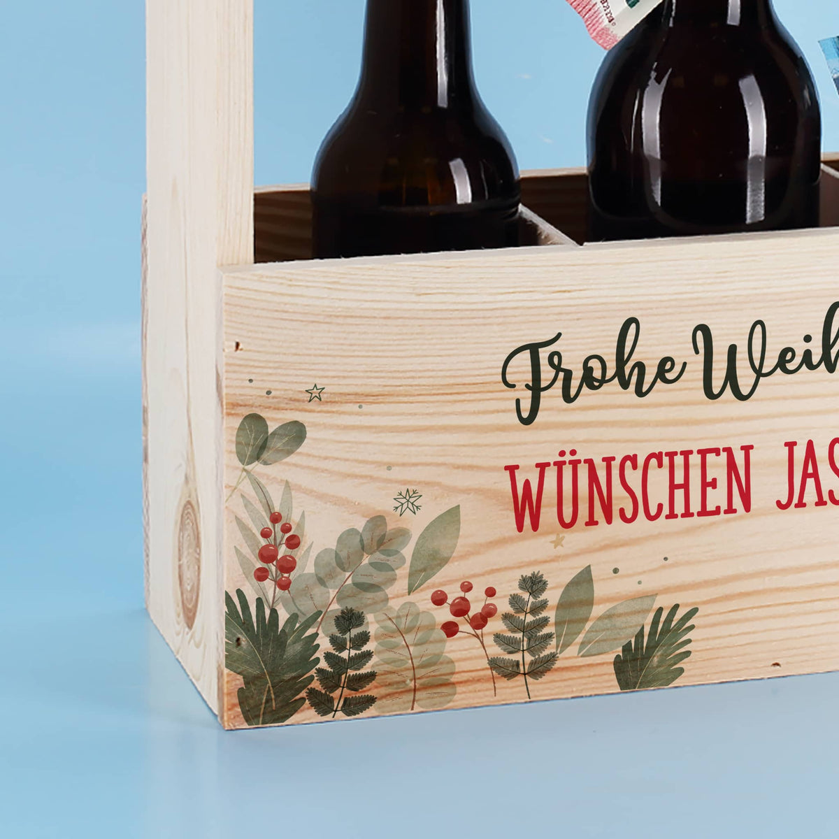 Bunter Druck auf natürlich gemasertem Holz