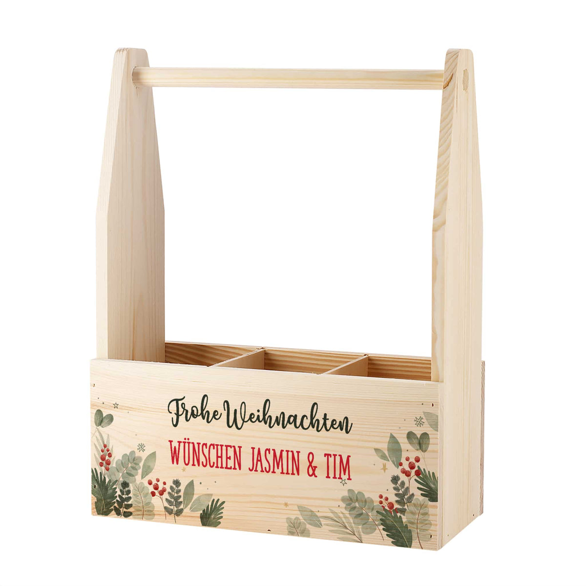 Personalisierter Geschenkkorb für Flaschen zu Weihnachten