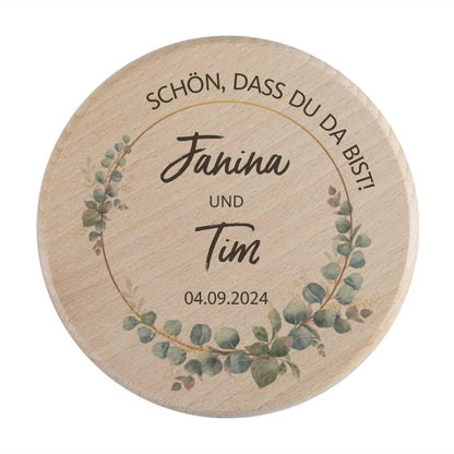 Mit Namen und Datum bedruckt