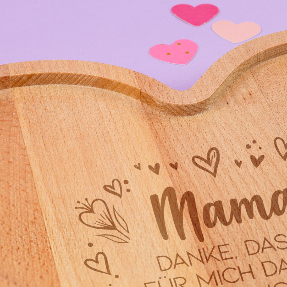 Herz Frühstücksbrettchen & Servierbrett aus Holz mit Gravur | Geschenk zum Muttertag & Geburtstag