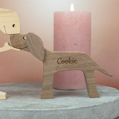 Personalisiertes Holz-Duo Frauchen & Hund – dekorative Figur mit zwei Namensgravuren