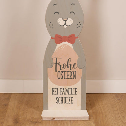 Bedruckter Hasen-Aufsteller aus Holz mit Wunschtext