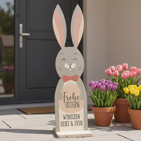 Holz-Aufsteller Osterhase mit Wunschtext