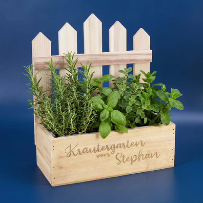 Gravierter Pflanzkorb für den eigenen Kräutergarten
