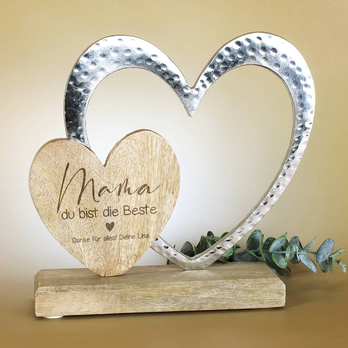 Edle Herzskulptur mit Gravur zum Muttertag
