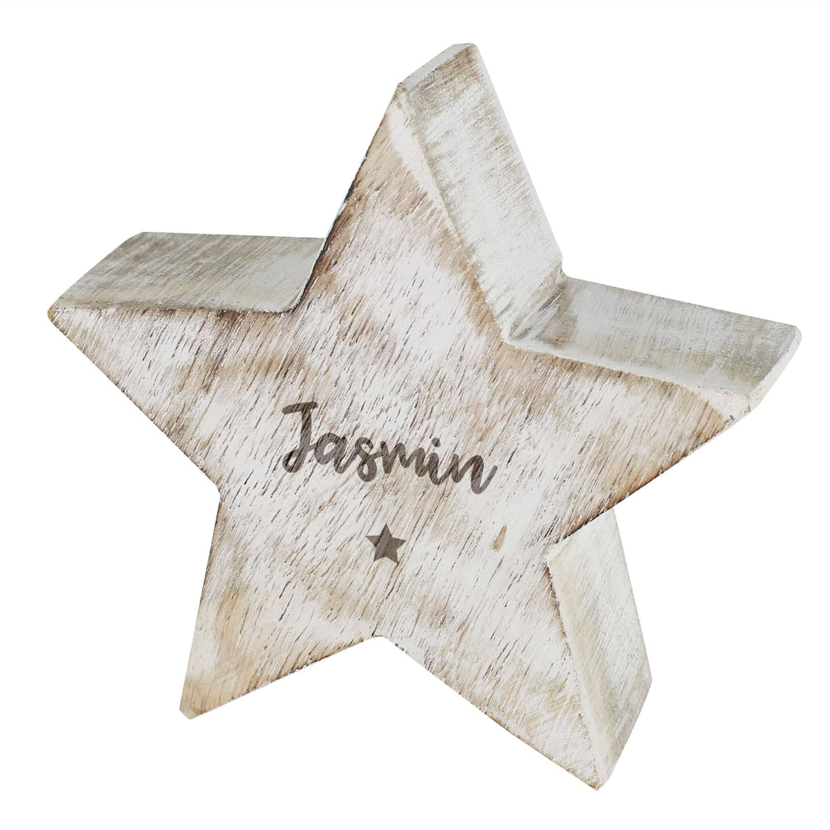 Personalisierter Holzstern mit Gravur