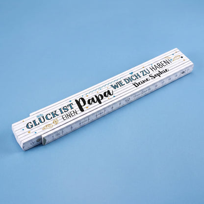 Persönlicher Zollstock zum Vatertag mit Kompliment an Papa