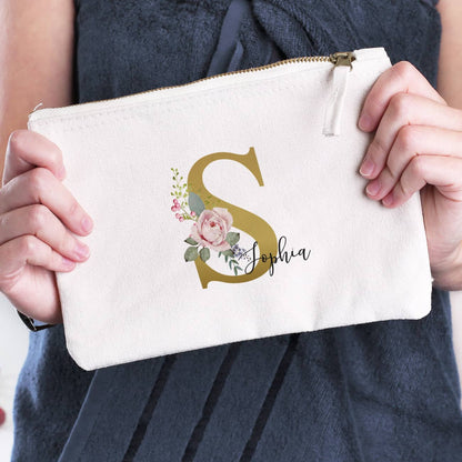 Beautycase mit Rosen-Monogramm und Name