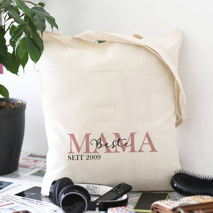 Einkaufsbeutel - Mama seit - mit Wunschtext und Jahreszahl bedruckt