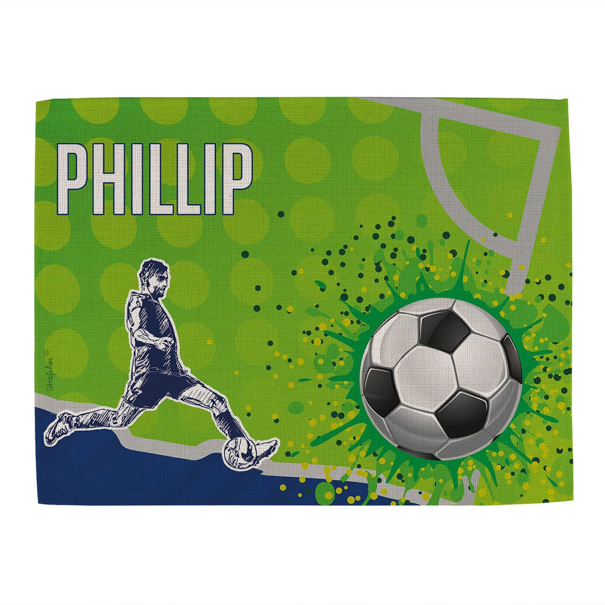 Platzdeckchen aus Jute bedruckt mit Fußball und Fußballspieler