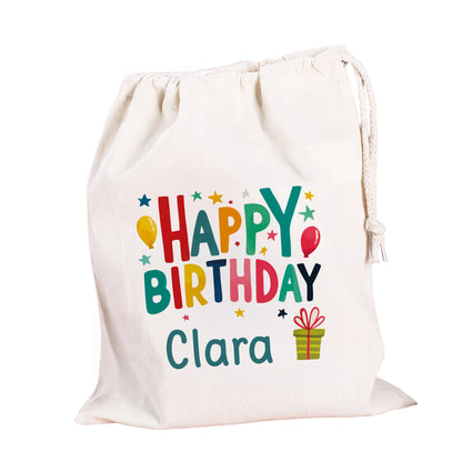 Geschenksack aus Baumwolle mit Name bedruckt für Geburtstag und Geschenk
