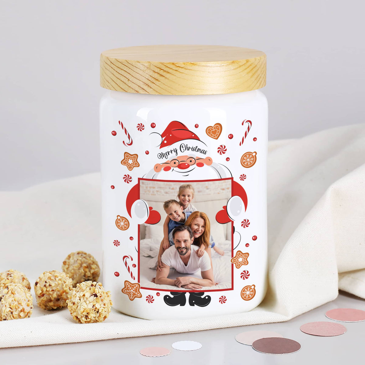Keksdose bedruckt mit Foto & niedlichem Weihnachtsmotiv