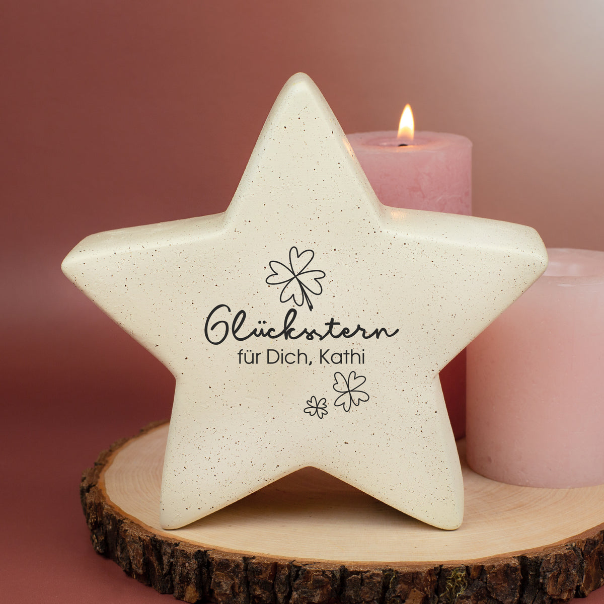 Personalisierter ‚Glücksstern‘ von Leonardo aus Keramik | Deko & Glücksbringer-Geschenk in 2 Größen