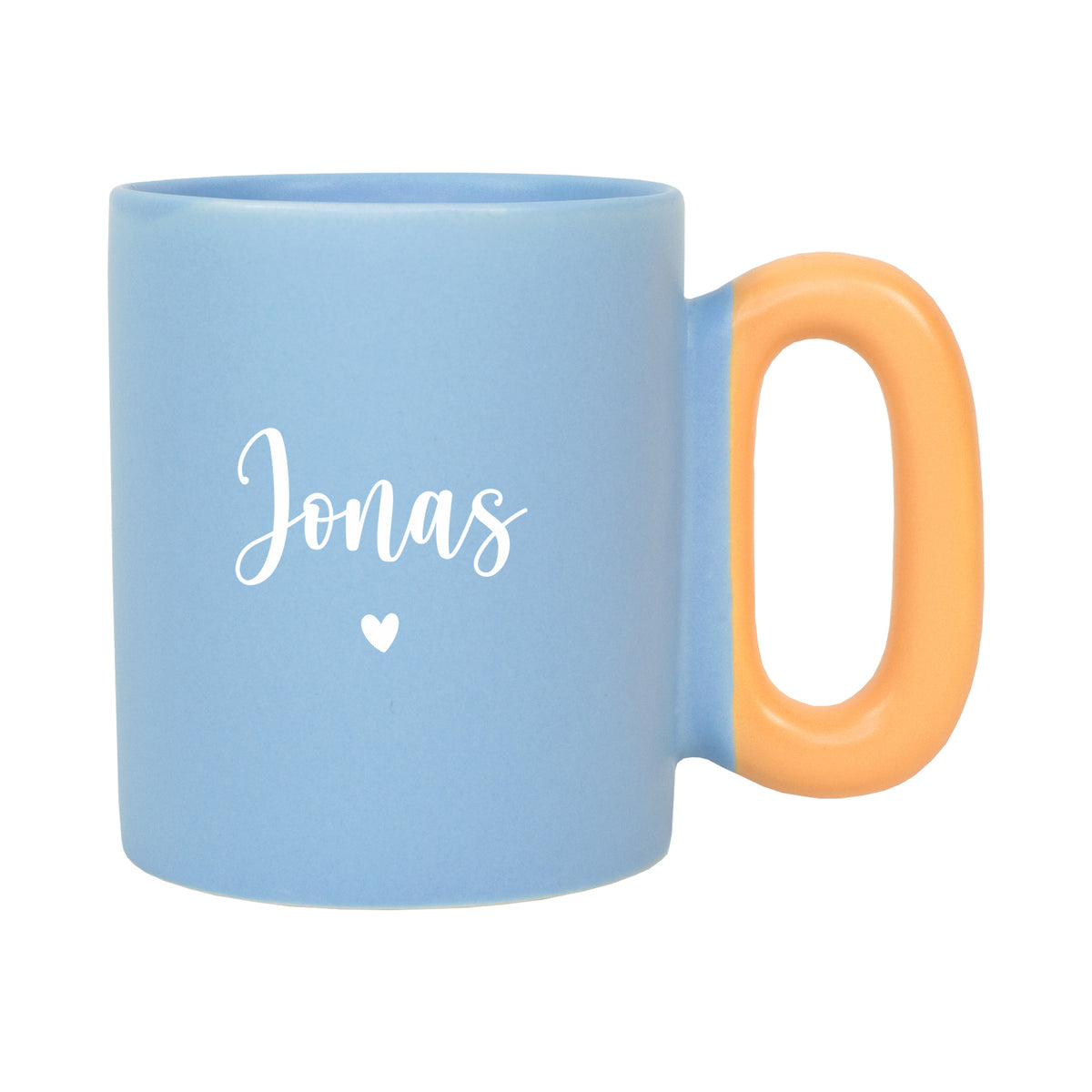 Grüne Tasse mit Name Kathy und Herzmotiv im Detail