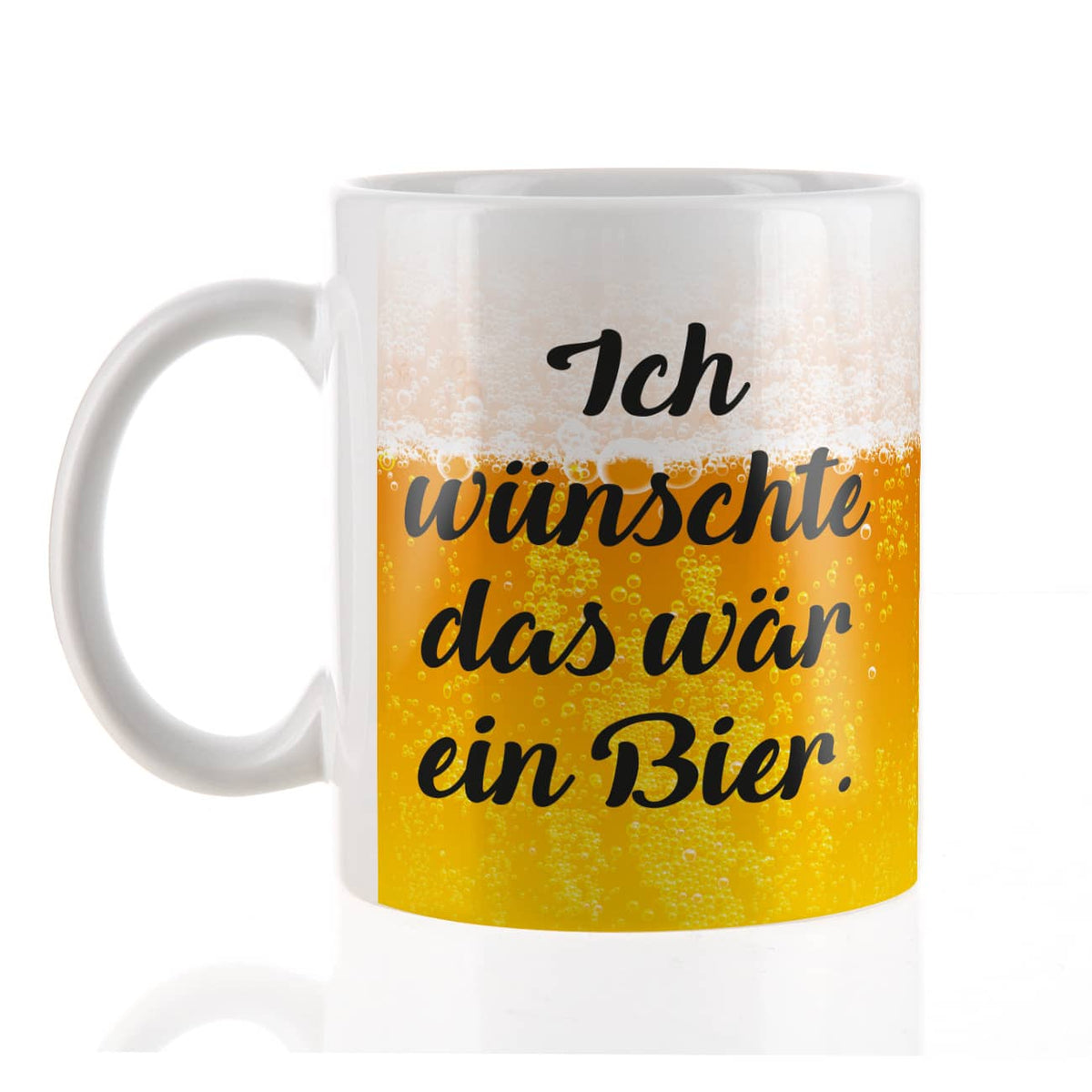 Tasse in Bier - Optik mit Wunschtext