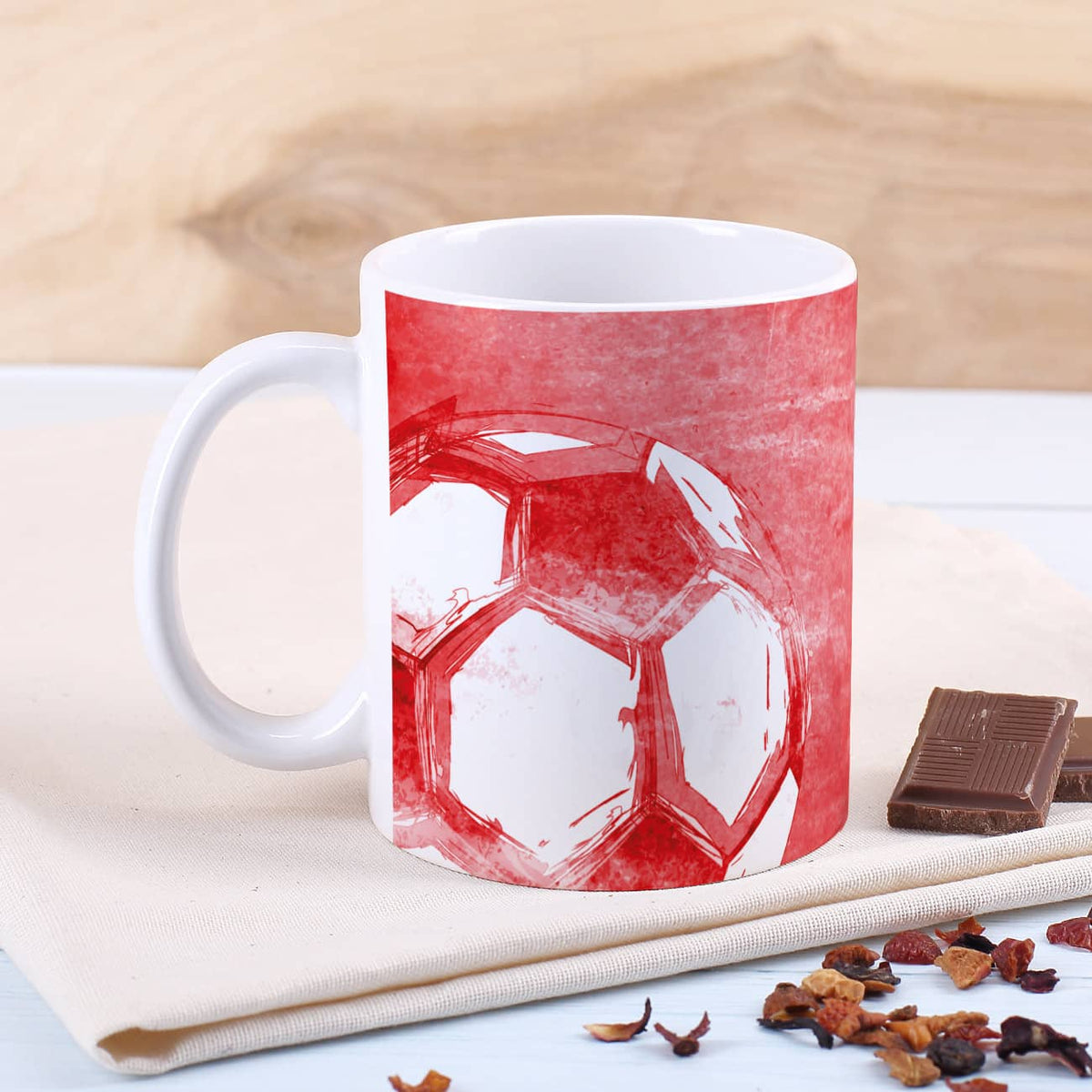 Persönliche Fußball-Tasse in rot