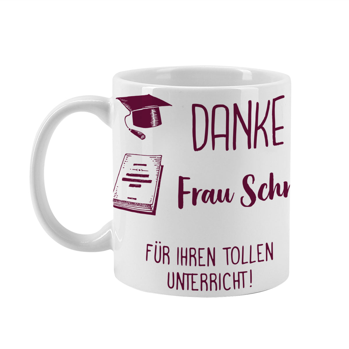Persönliche Kaffeetasse für die Lehrerin mit Name und Wunschtext freigestellt