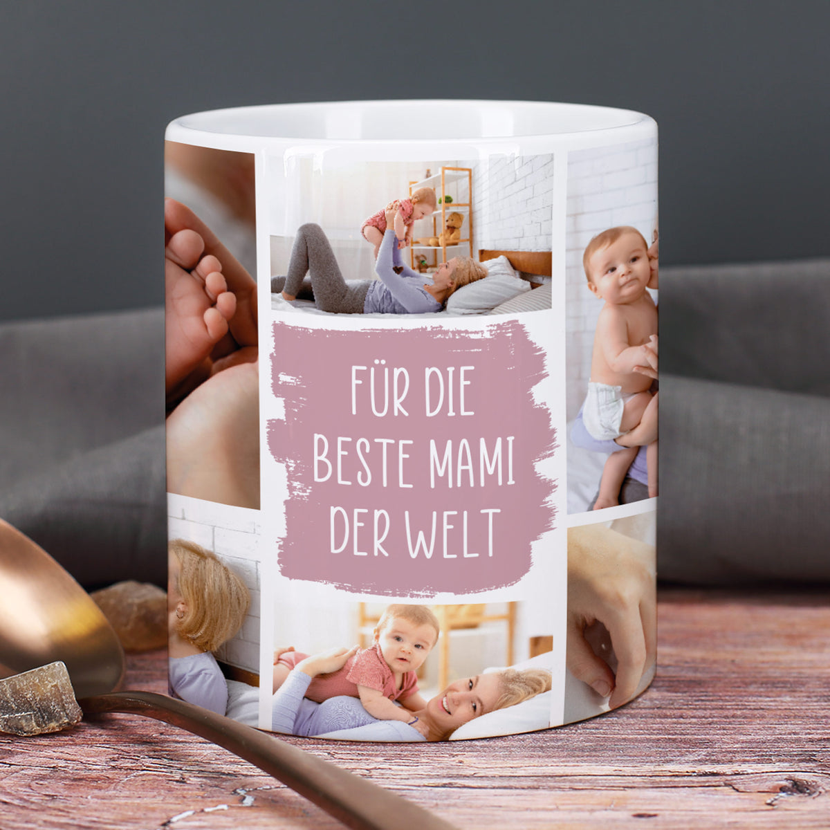Fototasse mit 10 Fotos und eigener Text