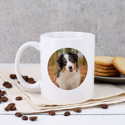 Weiße Kaffeetasse mit Bild Ihres tierischen Lieblings