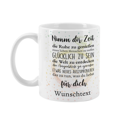 Rentner Tasse mit guten Wünschen und einem kurzen persönlichen Wunschtext