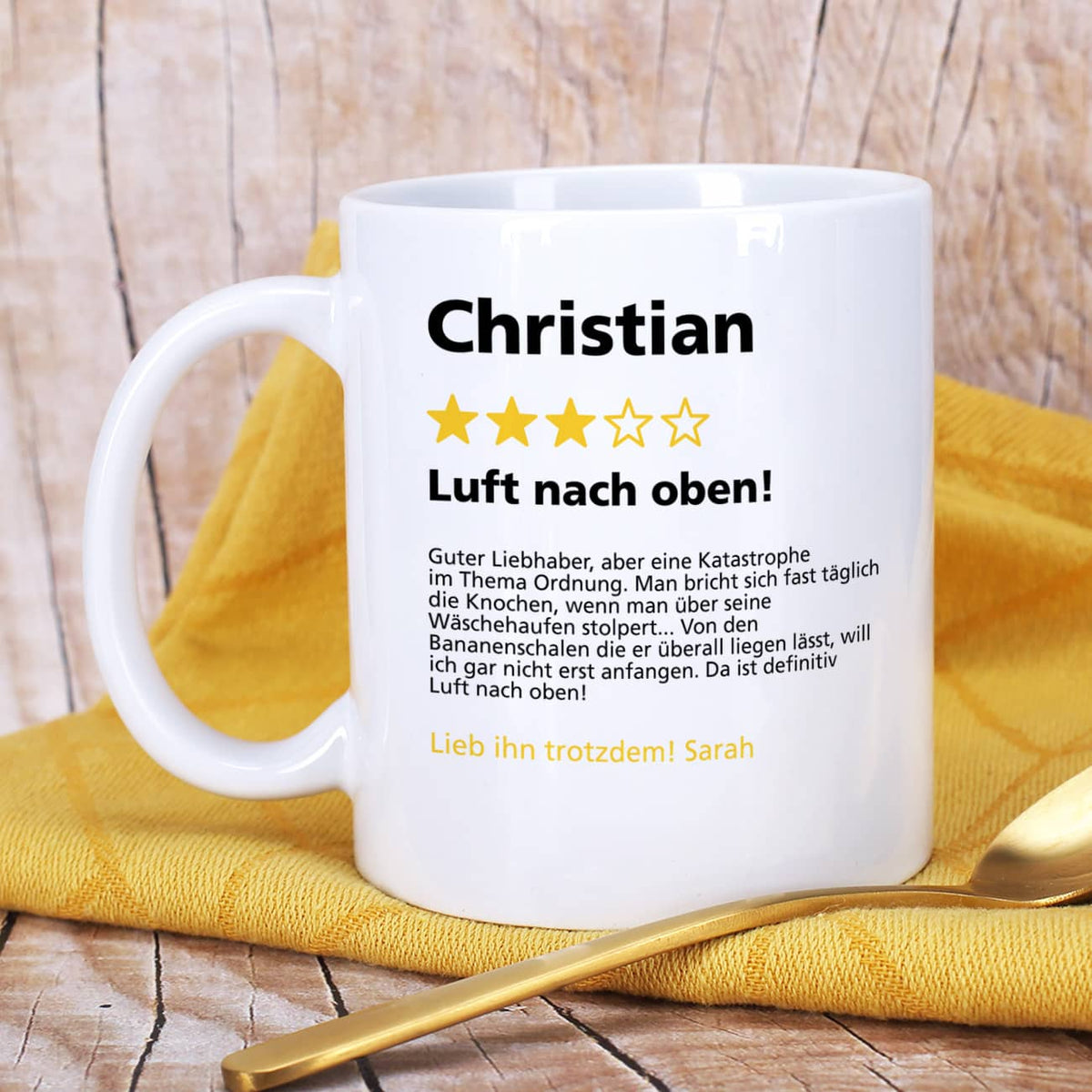 Lustige Tasse mit individueller Bewertung