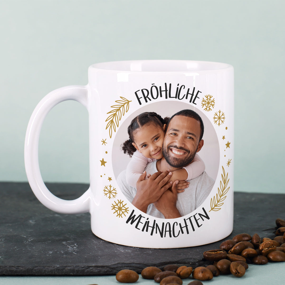 Weihnachtliche Tasse mit Personalisierung