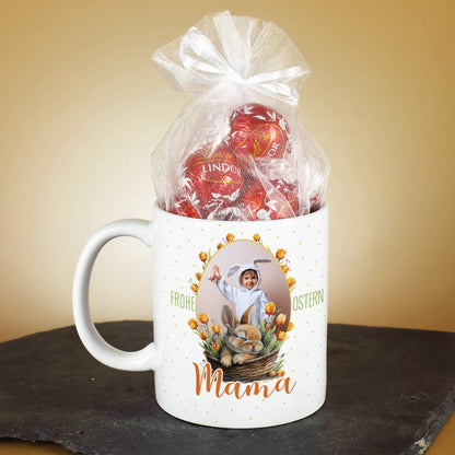 Ostertasse mit Ostermotiv, Ihrem Foto & Name