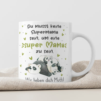 Detailansicht Tasse mit Panda Motiv und personalisiertem Wunschtext