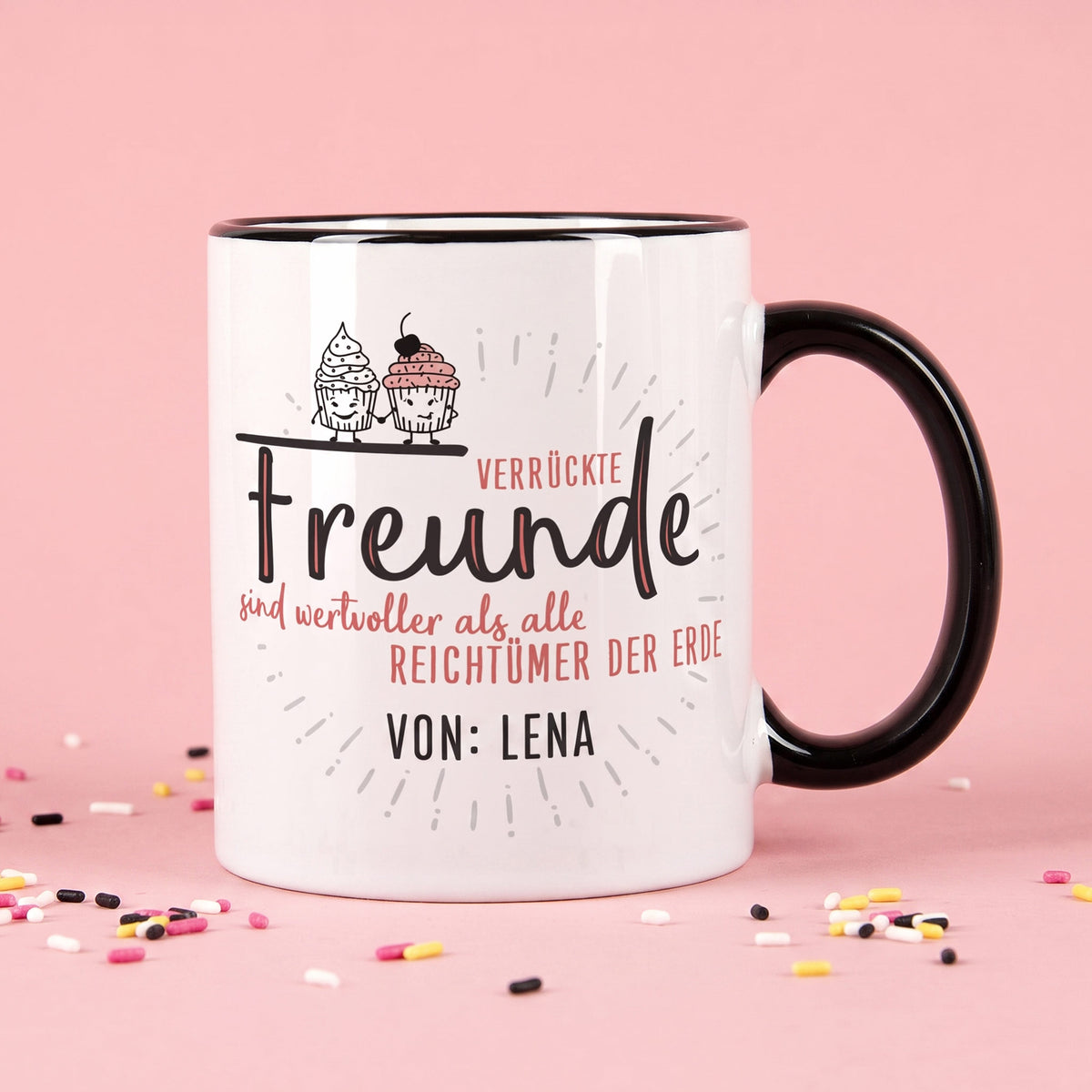 Verrückte Freunde - Tasse mit Wunschtext für beste Freundinnen & Freunde