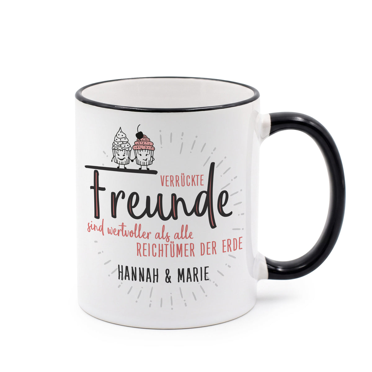 Verrückte Freunde - Tasse mit Wunschtext für beste Freundinnen & Freunde