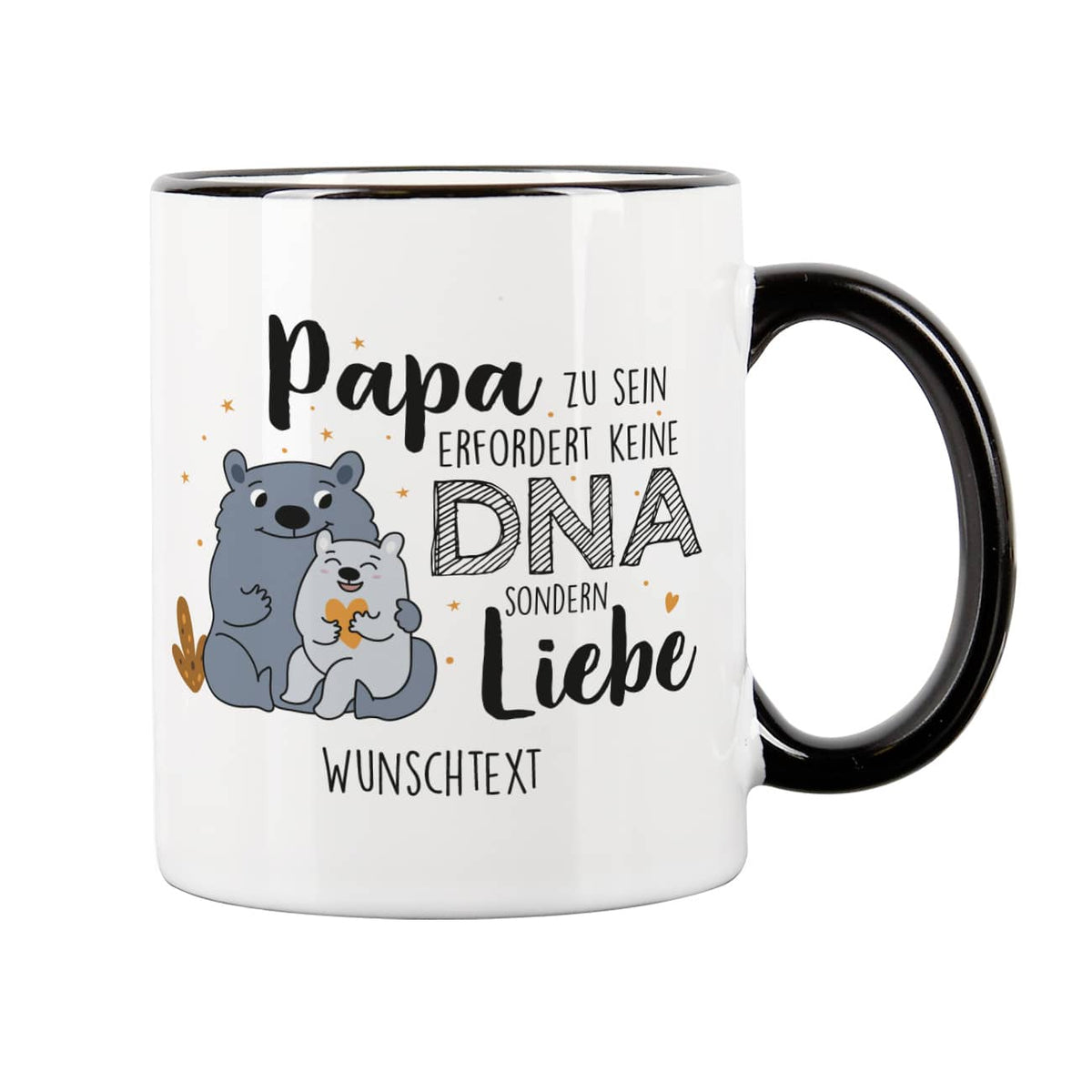 Kaffeetasse für Stiefväter mit Wunschtext und schönem Spruch
