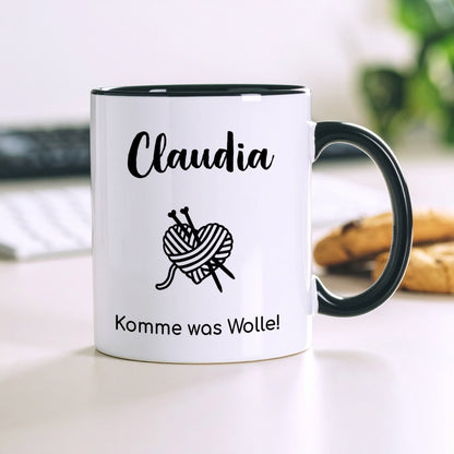Frontansicht der Tasse – schwarzer Henkel und Motiv gut sichtbar