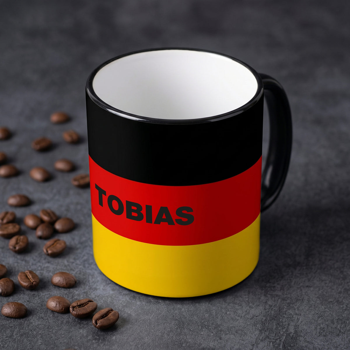 Tasse mit Namen und Deutschlandflagge bedruckt
