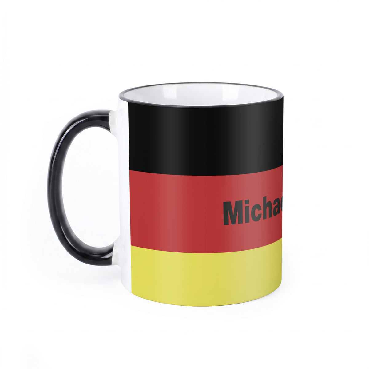 Bedruckte Tasse in Schwarz Rot Gold und Wunschnamen