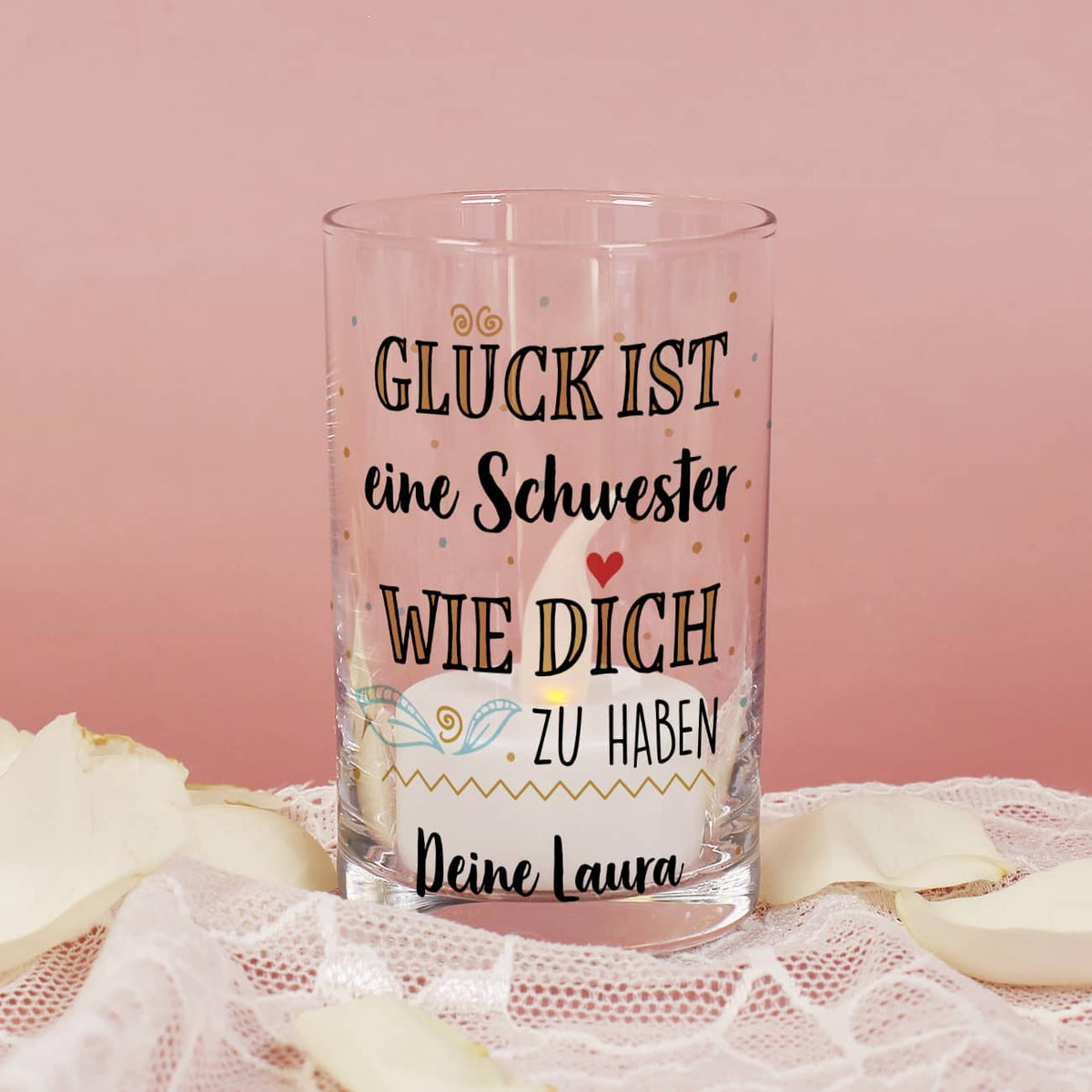 Personalisiertes kleines Windlicht als Dankeschön