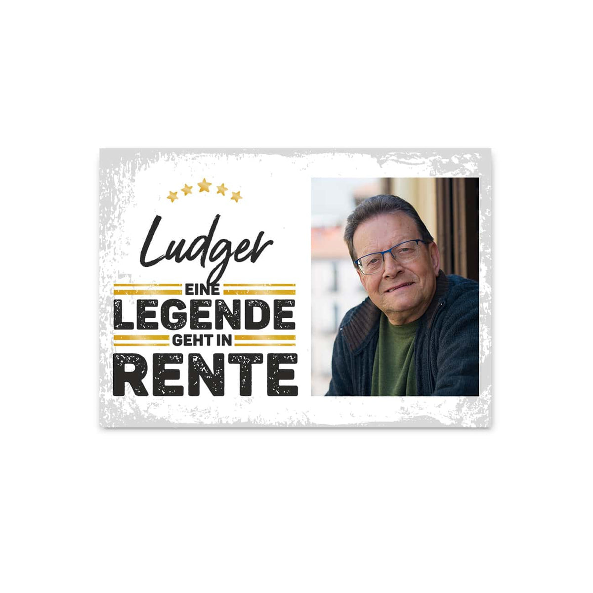 Legende geht in Rente - Fotobanner zum Ruhestand mit Wunschname