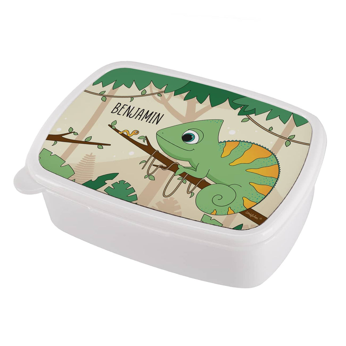 Chamäleon Lunchbox für Kinder mit Name