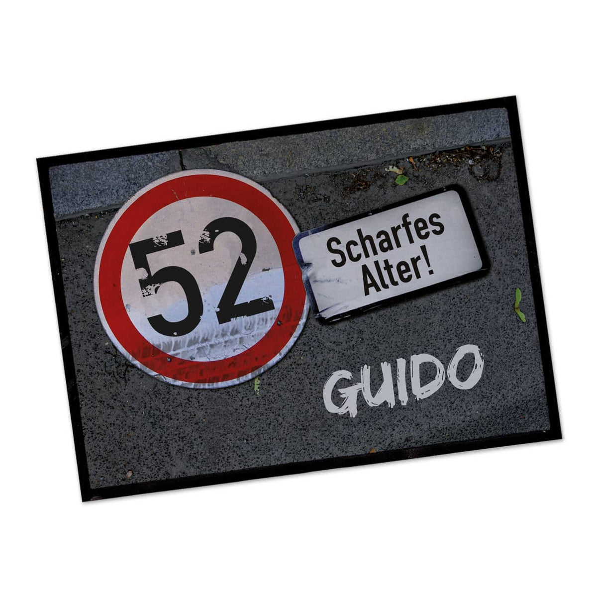 Fußmatte - Achtung - Scharfes Alter! - mit Name und Alter