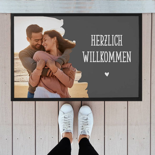 Moderne Foto-Fußmatte mit Ihrem Wunschtext