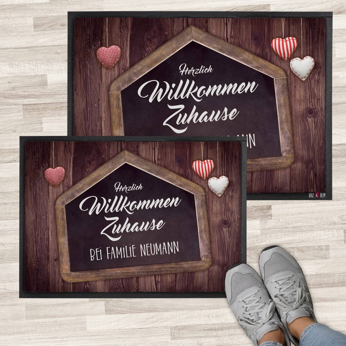 Herzlich Willkommen Zuhause Fußmatte mit Ihren Namen