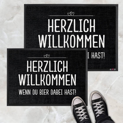 Herzlich Willkommen Mit Wein - Fussmatte mit Ihrem Spruch