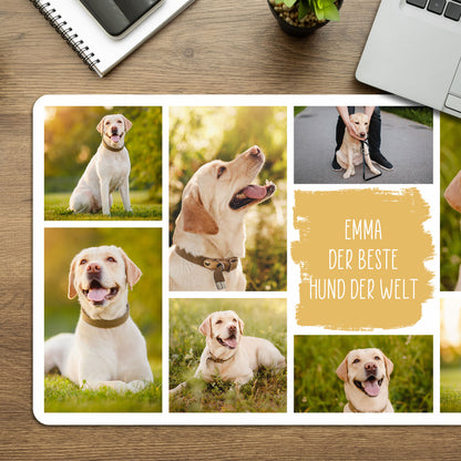 Nahaufnahme des personalisierten Textes in der Mitte des Mousepads