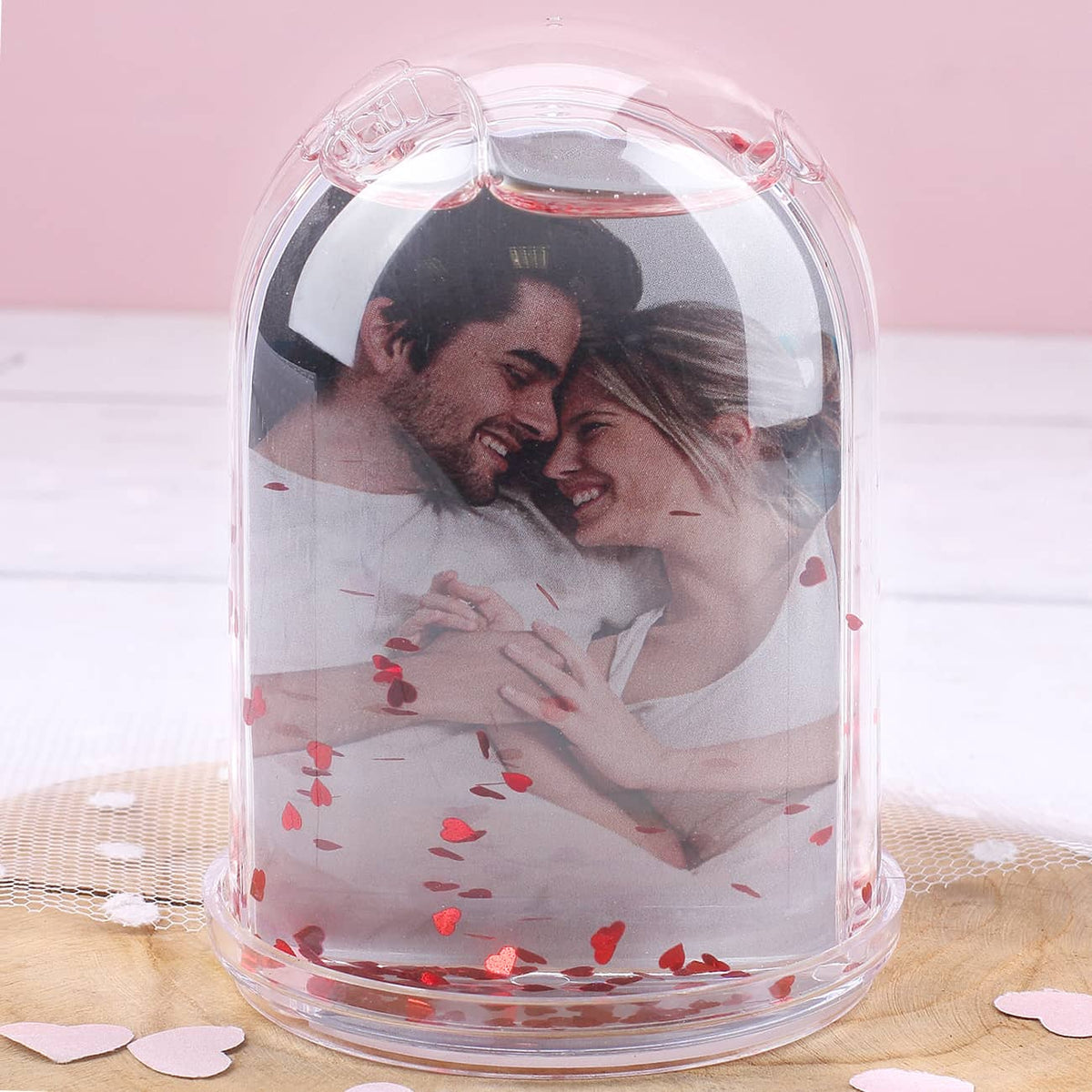 Schneekugel zum Valentinstag mit Ihren zwei Lieblingsfotos