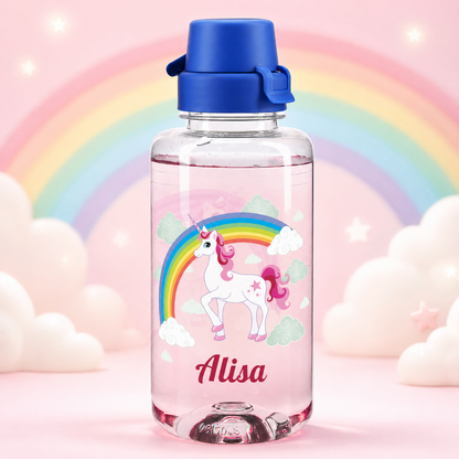 Einhorn Trinkflasche mit Name personalisiert 0,7 L | Geschenk für Mädchen zur Einschulung